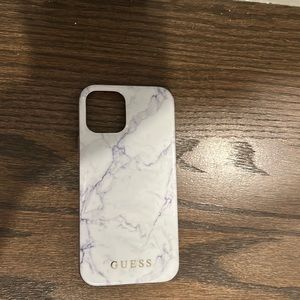Marble blue, white, and grey iPhone 12 case.